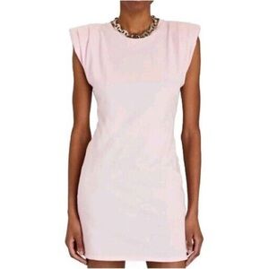 St. Roche Intermix Echo Padded Shoulder Mini Dress Pink 100% Supima Cotton XS